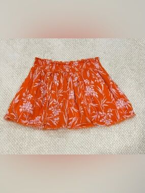 Anthropologie Maeve Ruffled A-Line Mini Skirt in Tropical Floral Size Medium